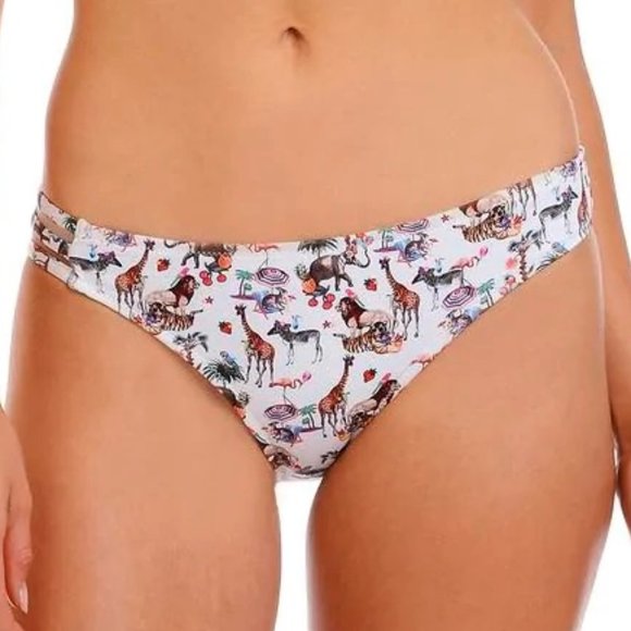 Sam Edelman Pool Party Safari Animal Print Strappy Cut Out Bikini Bottom Size SM - Picture 1 of 12